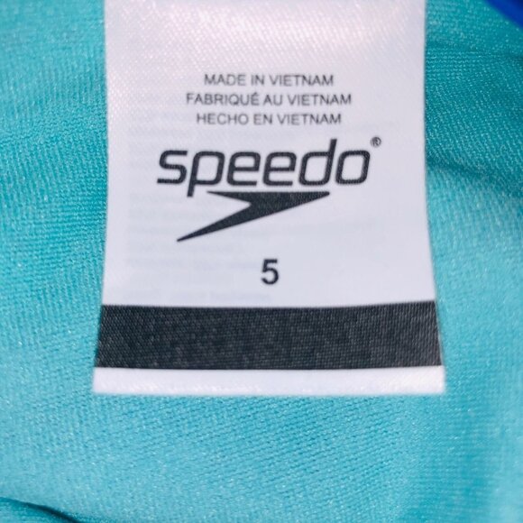 Speedo Girls 5 Swimwear Blue One Piece Bathing Swim Suit Gripper New - Picture 9 of 9